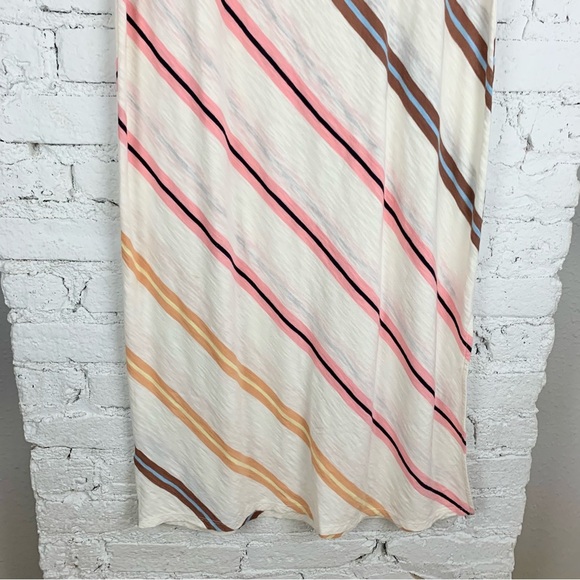 Lou & Grey Striped Softserve Slub Midi Tee Dress Multicolored Rainbow M - Picture 3 of 6